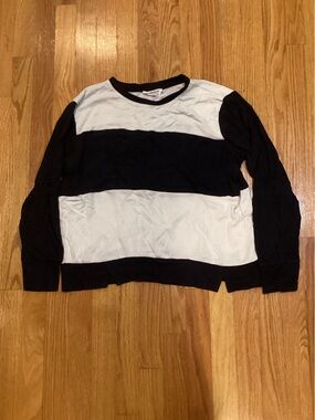 Workshop Republic Clothing Black and White Striped Knit Top